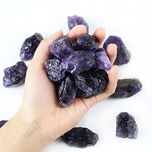 amethyst with calcite - Nvzi Amythestyst Crystals, Crystals and Healing Stones, Bulk Crystals, Rocks for Tumbling, Raw Crystals Bulk, Amethyst Crystals, Calcite Crystal for Decoration, Wicca, Reiki, Chakra and Energy(1LB)