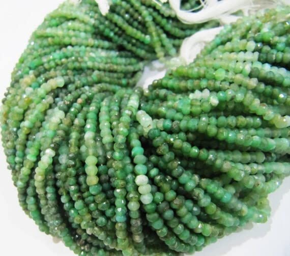 Chrysoprase en fil de perles rondelles 3-4mm pour créations fines