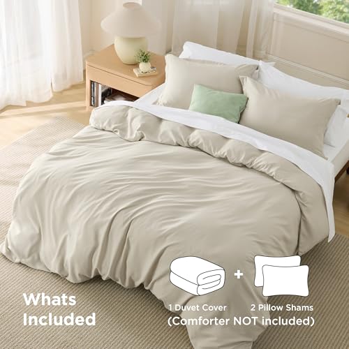 Bedsure Duvet Cover King Size - Soft Double Brushed Bedding Set for Kids & Adults, Zipper Closure, 3 Pieces, Includes 1 Duvet Cover (104"x90") & 2 Pillow Shams, NO Comforter, Linen