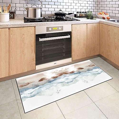 Alfombra decorativa para pasillo y cocina lavable con base de goma antideslizante 5