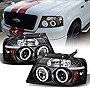 ACANII - For 2004-2008 Ford F150 LED Halo Ring Black Housing Projector Headlights Headlamps, Driver & Passenger Side