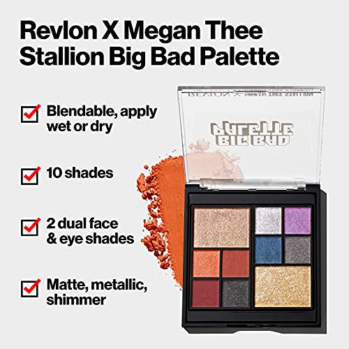 Revlon Eyeshadow Palette, Megan Thee Stallion Eye Makeup, Creamy Pigmented In Blendable Matte & Pearl Finishes, 001 Big Bad Palette, 0.37 Oz #TOP2