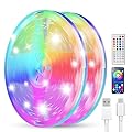 Smart LED Strip Lights 200FT (2 Rolls of 100 ft) for Bedroom App Control Lighting Bedroom Rome Decor with Remote, RGB Music Sync Color Changing LED Lights for Party,Game Room