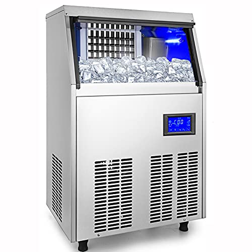 MHGD Gewerbliche Eismaschine mit 44lbs Vorratsbehälter Edelstahl freistehende Eismaschine für Zuhause/Büro/Restaurant…
