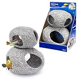 Penn-Plax Deco-Replicas Granite Stone Hideaway, 2 Piece Aquarium Decor Set - Durable, Stackable Fish Cave Ornament for Freshwater & Saltwater Tanks - Ideal for Reptiles & Amphibians, 4 & 5 Inches