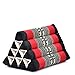 LEEWADEE Almohada Triangular tailandesa – Cojín de kapok sin Tratar, Respaldo cómodo para Leer, Almohadilla Hecha a Mano, 50 x 33 x 33 cm, Negro Rojo