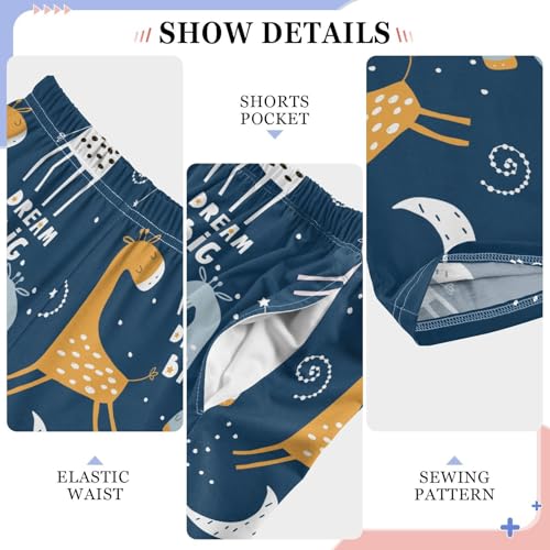 Cute Giraffe Starry Sky Boys Pants for Kids Jogger Pants with Pockets S-XL4