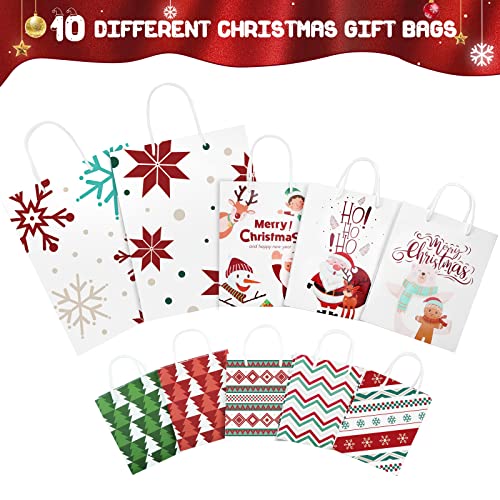 Deckthehalls 10Pcs White Kraft Paper Bags With Handles Bulk, Gift Bags, Party Favor Gifts Wraps, Craft Shopping Retail Birthday Party Favors Wedding Sacks, Business #TOP1