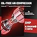 10Gal Portable Ultra Quiet Air Compressor, Max 115PSI 2HP 8.76CFM 70dB Oil-Free Low Noise Air Compressor for Auto Repair, Bike Tires, Garage Spray Painting 110V/60Hz