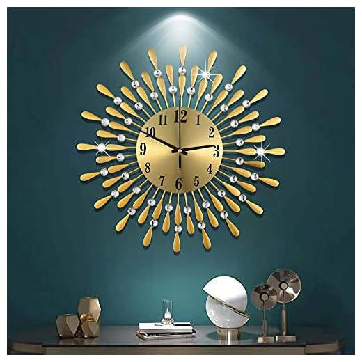 JUGV Large Wall Clock Metal Decorative Wall Clocks 3D Non-Ticking Silent Quartz Clocks with Arabic Numerals for Living Room Home Kitchen Decor