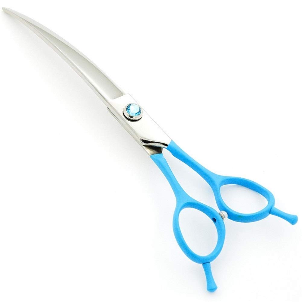 Forbici for toelettatura Animali Domestici Teddy Dog Tosatura Forniture for Parrucchieri Estetista Colore Piccoli Strumenti di Piegatura, 6" (Size : Sky Blue Curved Cut 7 Inches)