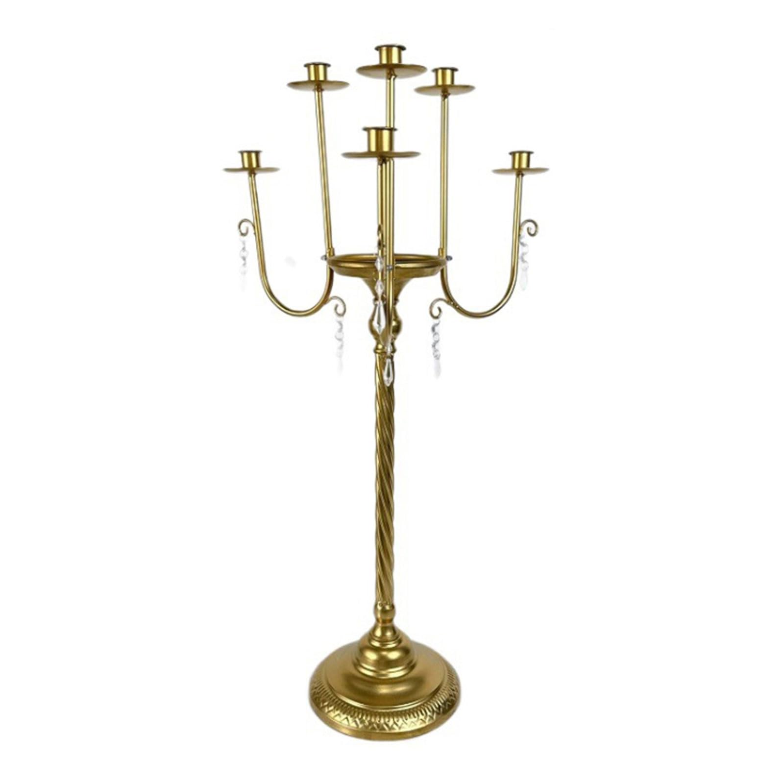 carotoe European Metal Chandelier Holders with Crystal Pendants for Wedding Parties Centerpiece Candlestick Candelabra European Crystal Chandelier Holders
