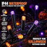DAZZLE BRIGHT Halloween 300 LED String Lights, 100FT String Lights with 8 Lighting Modes, Halloween Decorations for Party Carnival Supplies, Outdoor Yard Garden Decor (Purple & Orange)