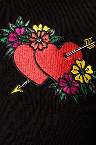 Ro Rox Heart Cardigan Leana Rockabilly Embroidery Knitted Long Sleeve4