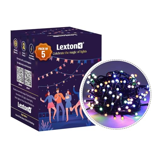 Image of Lexton 40 LED Power Pixel Serial String /Fairy Light | Plug Sourced | Suitable for Home & Outdoor Decoration, Diwali, Christmas, Ramadan, Wedding, Party, Festival (Pack of 5, Multicolor)