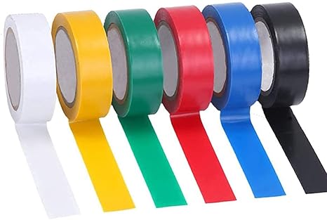 Ciaza Self Adhesive PVC Electrical Insulation Tape-Colored 6 pieces tap 8 Meter (0.130 mm X 18 mm) Electrical Tap, Construction Work Tap(Random Color)