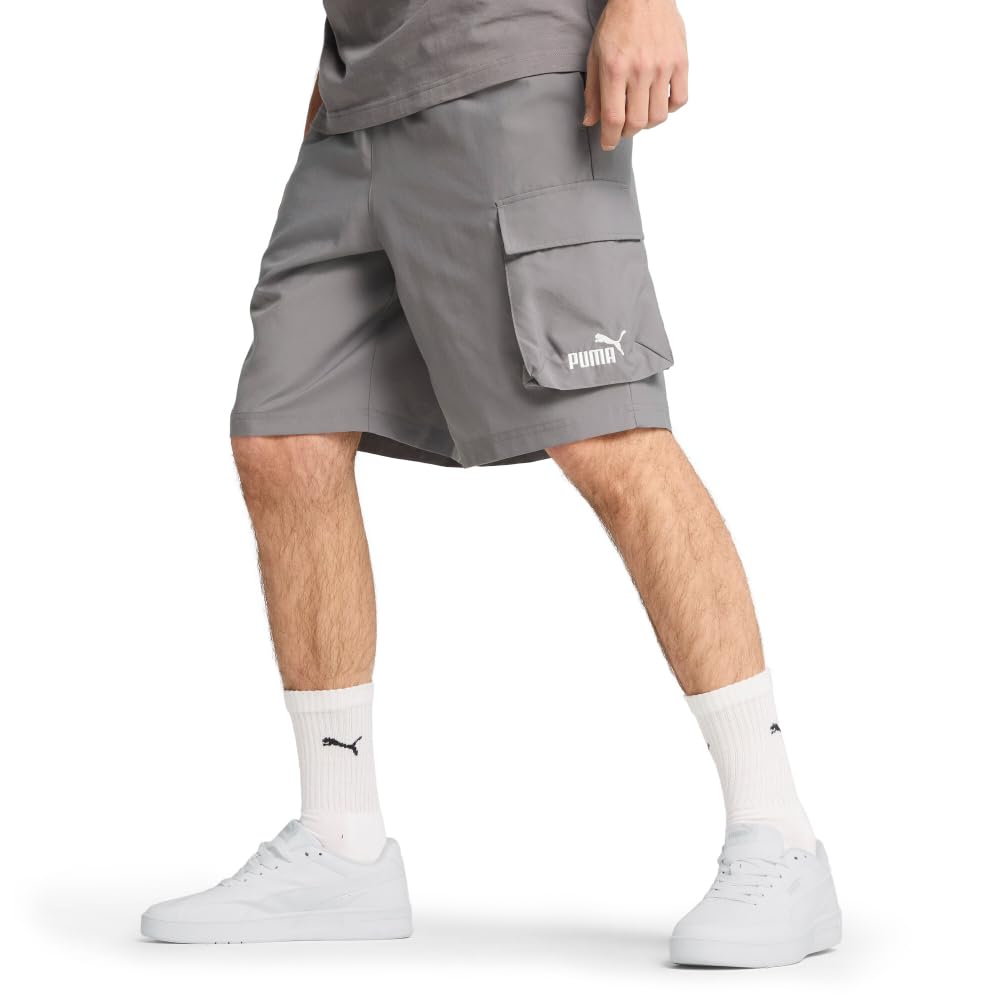 PUMA Men's Essentials Woven 9" Cargo Shorts, Cast Ironss25, 3X-Large