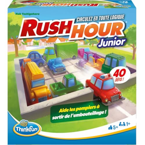 ThinkFun - Rush Hour Junior - Juego de Mesa para Mayores de 5 años - Puzle Infantil - Juego de lógica para niños - 40 desafíos - A Partir de 5 años - Ravensburger - 76604 - Versión en francés