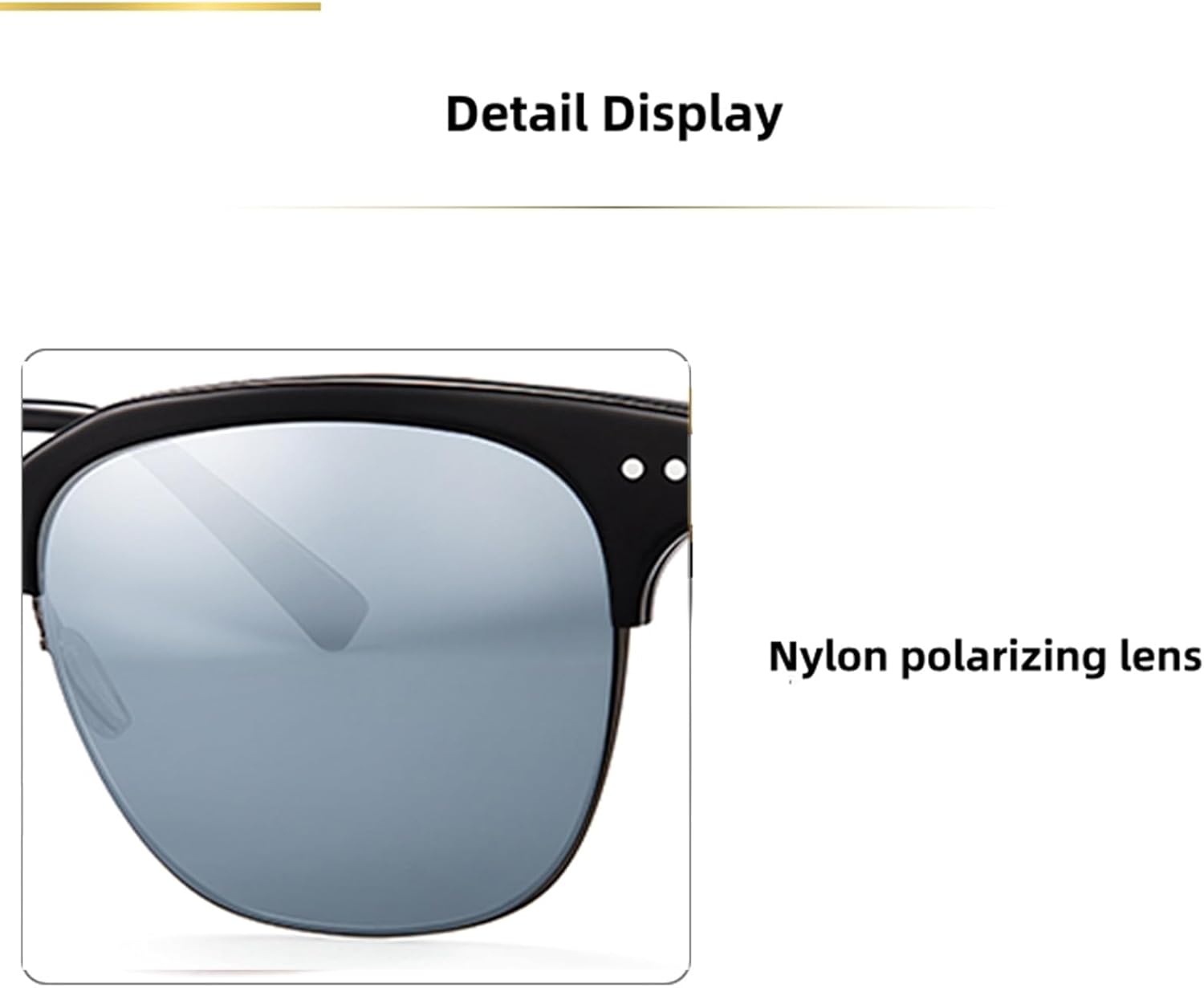 Metal Polarized Sunglasses Men Semi Rimless Frame Wayfarer Sun Glasses Horn Rimmed Shades Driving UV Blocking - Image 2