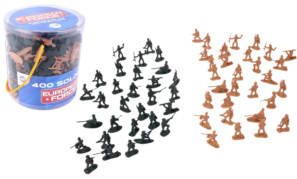 EUROPEAN FORCE - 400 Małych Żołnierzy - Żołnierze - 080228 - Khaki - Plastik - Wojskowe - Zabawka Dla Dzieci - Miniatura - 3,5 cm x 3,5 cm - Od 3 lat