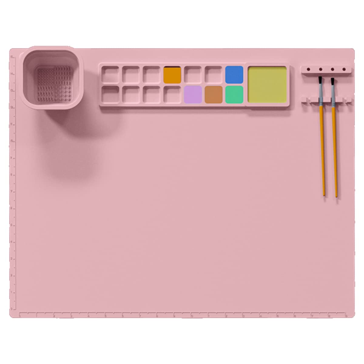 Silicone Craft Mats, 21×18 inches Silicone Painting Mat Collapsible Non-Stick Sheet Painting Station, Silicone Art Mats with Water Cup and Palette Cup Silicone Sheets Creater Mat for Paint (Pink) — image 1