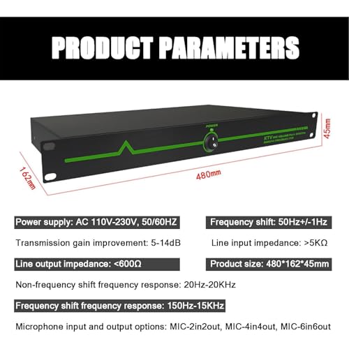 Supresor Profesional de Retroalimentación ERICAT, Desplazador Digital de Frecuencia Anti-Howling para Micrófono, con 5 Niveles y Alta Fidelidad, para Escenarios en Vivo miniatura 6
