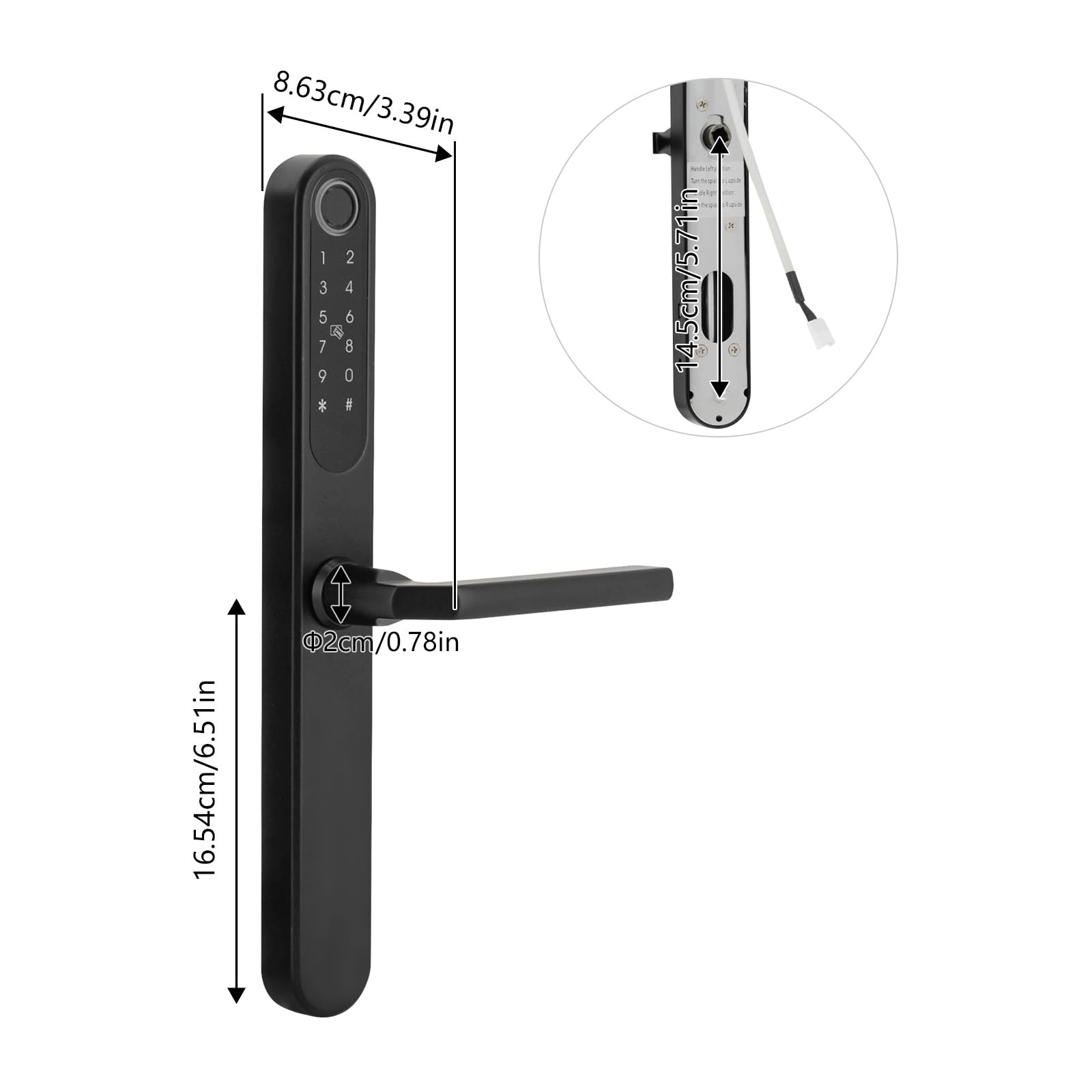 Fingerabdruck-Türschloss, Intelligentes Türschloss mit Griff, Digitales Türschloss，45-60mm Intelligentes Diebstahlsicherung Schloss für Häuser, Wohnungen