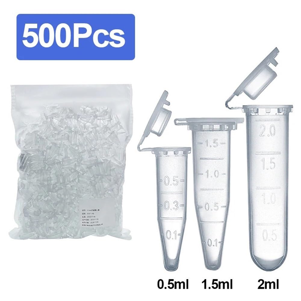 Tubo de centrífuga de vacío de 0,5/1,5/2 ml, botella de muestra, tubo LEP de plástico, laboratorio(2ml-500PCS)