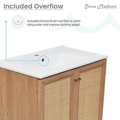 Image of Classe 30 inch Freestanding Bathroom Vanity in Golden Oak with Sink Top