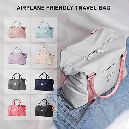 Sport Travel Duffle Bag Large Gym Tote Bag For Women, Weekender Bag Carry On Bag For Airplane, Ladies Beach Bag Overnight Bag Waterproof Bag Luggage Bag With Wet Bag Grey #TOP5