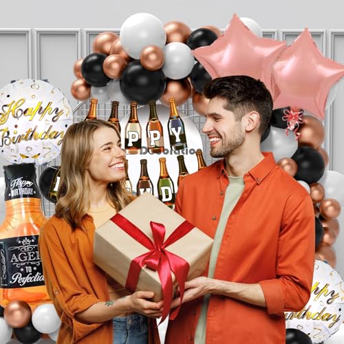 Image of Rozi Decoration Wine Colour Theme Birthday Decoration Items Set of 53 Pcs Happy 30th Birthday Decoration | Adults Birthday Decoration Kit | Champagne Foil Party Balloons | 50th Birthday Decorations