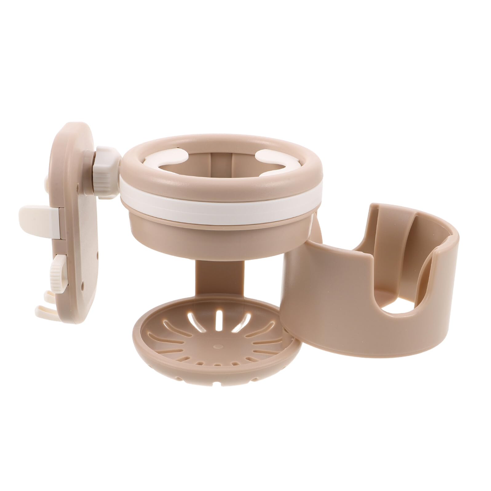 Portabicchiere 3 in 1 per Passeggino, Supporto Telefono Abs Khaki | Accessorio per Genitori, per Passeggiate Quotidiane, Installazione Semplice, Stabile e Resistente All'usura