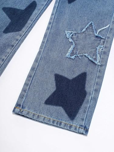 Girls Jeans for Teens Relaxed Fit Jeans Straight Leg Denim Pants Elastic Waist Casual Baggy Trousers4