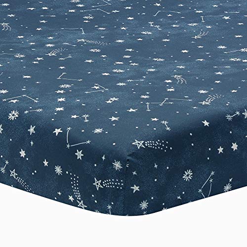 Image of Lambs & Ivy Sky Rocket Blue Stars/Galaxy/Space 100% Cotton Fitted Crib Sheet