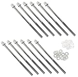 TUOREN Drum Set Hardware 12-Pack Stainless Steel Drum Tight Screw Tension Rods for Percussion Instrument Parts (M6 x90mm)