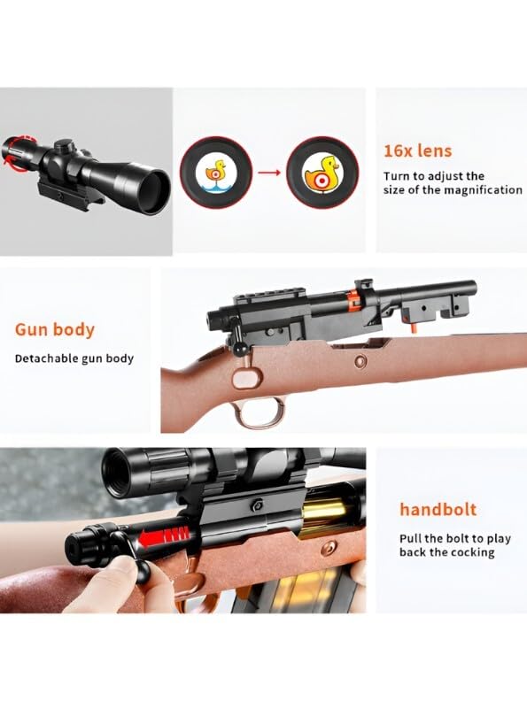 Image of Kar98k Sniper Gun Toy for Kids, Manual Soft Bullet Sniper Gun for Boys, Realistic Shooting Sniper Rifle Gun Toy with Scope & Magazine Spiner Gun for Adults