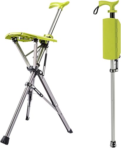 Bastón de asiento plegable ajustable de aleación de aluminio para senderismo, portátil, ligera, silla para adultos mayores