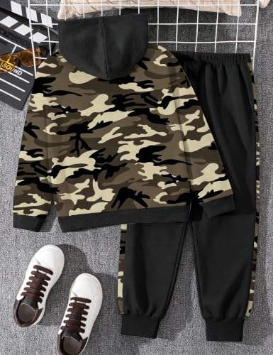Image of Boys Clothes Fall Winter Outfits Camouflage Long Sleeve Hoodie and Pants 2PC Kids Clothes Boys for 5-14 Years