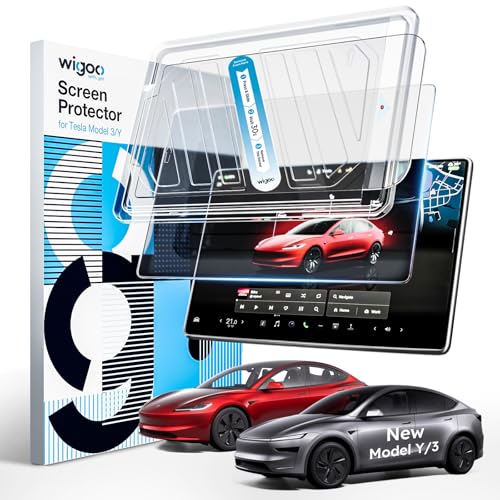 Image of Wigoo Tesla Model Y /3 Standard Screen Protector Matte [No Glare & Fingerprint] Model Y Standard(2025~2026) /Model 3 Standard(2024~2026) Accessories, 15.4 inch Tempered Glass Protector with Alignment Kit