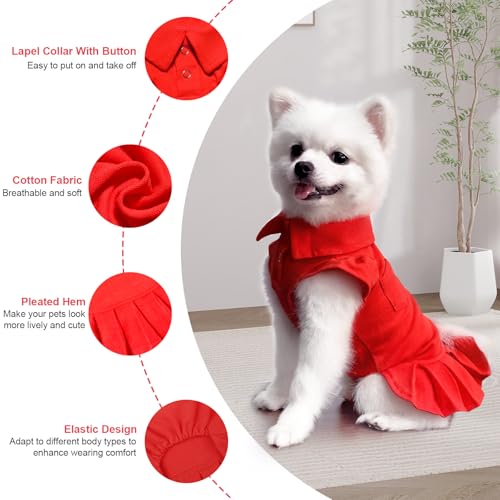 Topkins Hundekleid, Hundesportkleider für kleine mittelgroße Hunde Mädchen, Hundesommerkleid, Hunde-Reverskleid, Hundehochzeitskleid, Hundegeburtstagskleid mit Faltensaum für Frühling, Sommer, Herbst