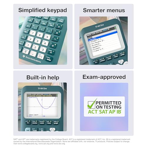 Image of TI-84 Evo Graphing Calculator Texas Instruments, Teal | Intuitive Icon-based Homescreen, USB-C Charging, Python Programming, Faster Performance, Bigger Graphs than TI-84 Plus CE
