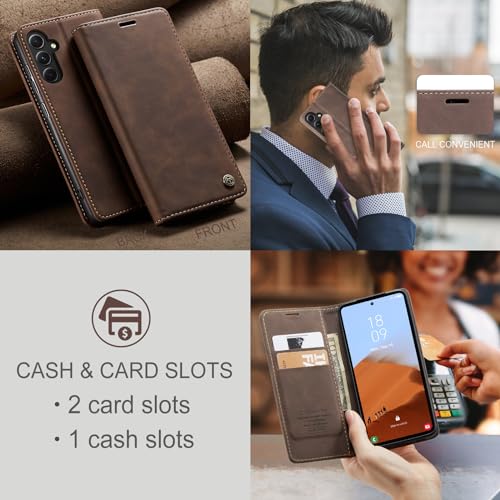 Image of Kowauri for Samsung Galaxy S23 FE Case,Leather Wallet Case Classic Design with Card Slot and Magnetic Closure Flip Fold Case for Samsung Galaxy S23 FE 5G 2023 (Coffee)