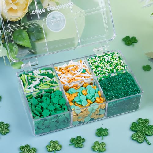 St Patricks Day Sprinkles - 6.53oz Green Shamrock Sprinkles for Cake Decorating, Assorted with Jimmies, Nonpareils, Confetti, Edible Sugar Candy for Baking, Cupcake, Cookie, Ice Cream Toppings - Thumbnail 2