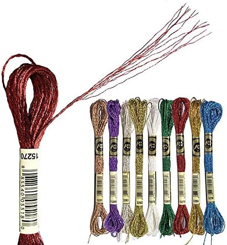 CHICIEVE 11 Pcs Cross Stitch Thread Embroidery Threads Glitter Embroidery Floss Stitch Cotton Floss 8 Yards Embroidery Yarn Sewing Skeins Crafts Knitting