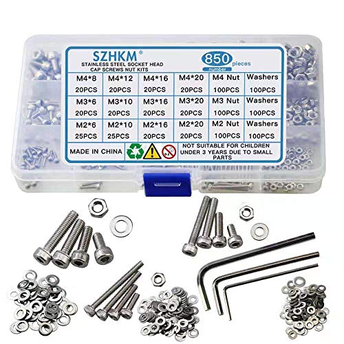 SZHKM 850pcs Stainless Steel Nuts and Bolts Assortment Metric Machine Screws Set M2 M3 M4 Screws