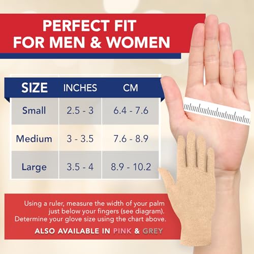 Image of Doctor Developed Nude Arthritis Gloves /Skin Gloves w /Handbook - for Arthritis, Raynauds Disease & Carpal Tunnel, Nude, Medium