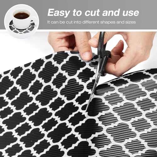 Image of Ash & Roh Multipurpose Anti-Slip Plastic Washable Liner for Bathrrom, Kitchen, Fridge Mat and Drawer Mats (Black Window, 45X100)