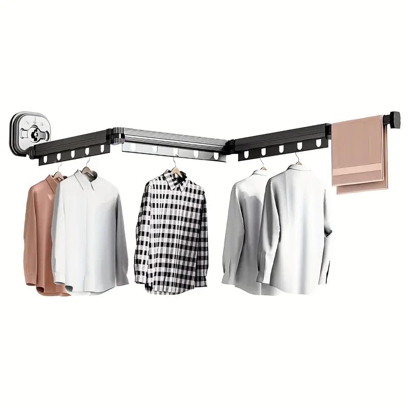 Séchoir à Linge Mural en Aluminium PYTHON 125cm XXL - Extensible et Pliable – Avec 15 Crochets...