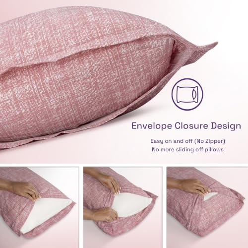 Image of Wakefit 100% Cotton Pillow Cover Set of 2 | 200 TC Soft & Breathable Pillow Cases | King Size 19 x 36 Inch | Skin Friendly, Durable & Gentle Machine Washable | Florenza