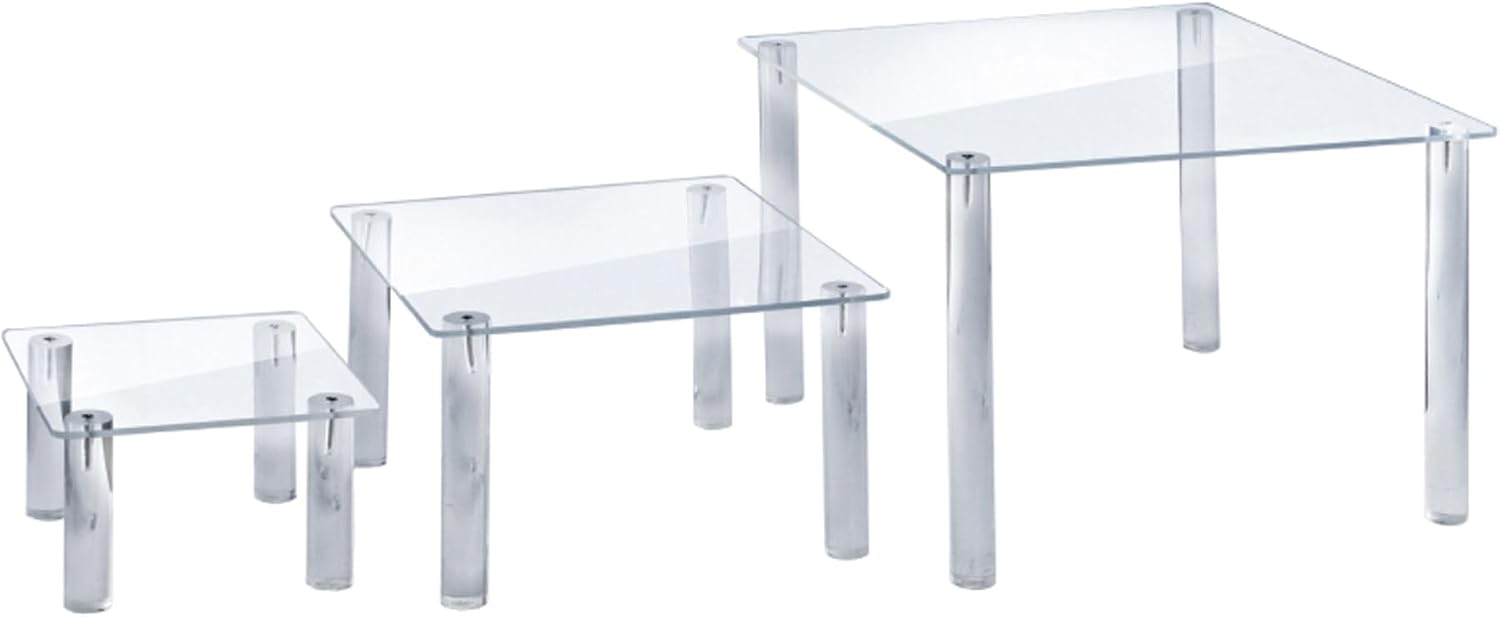 Azar Displays 515306 Acrylic Square Riser (3 Piece Set)